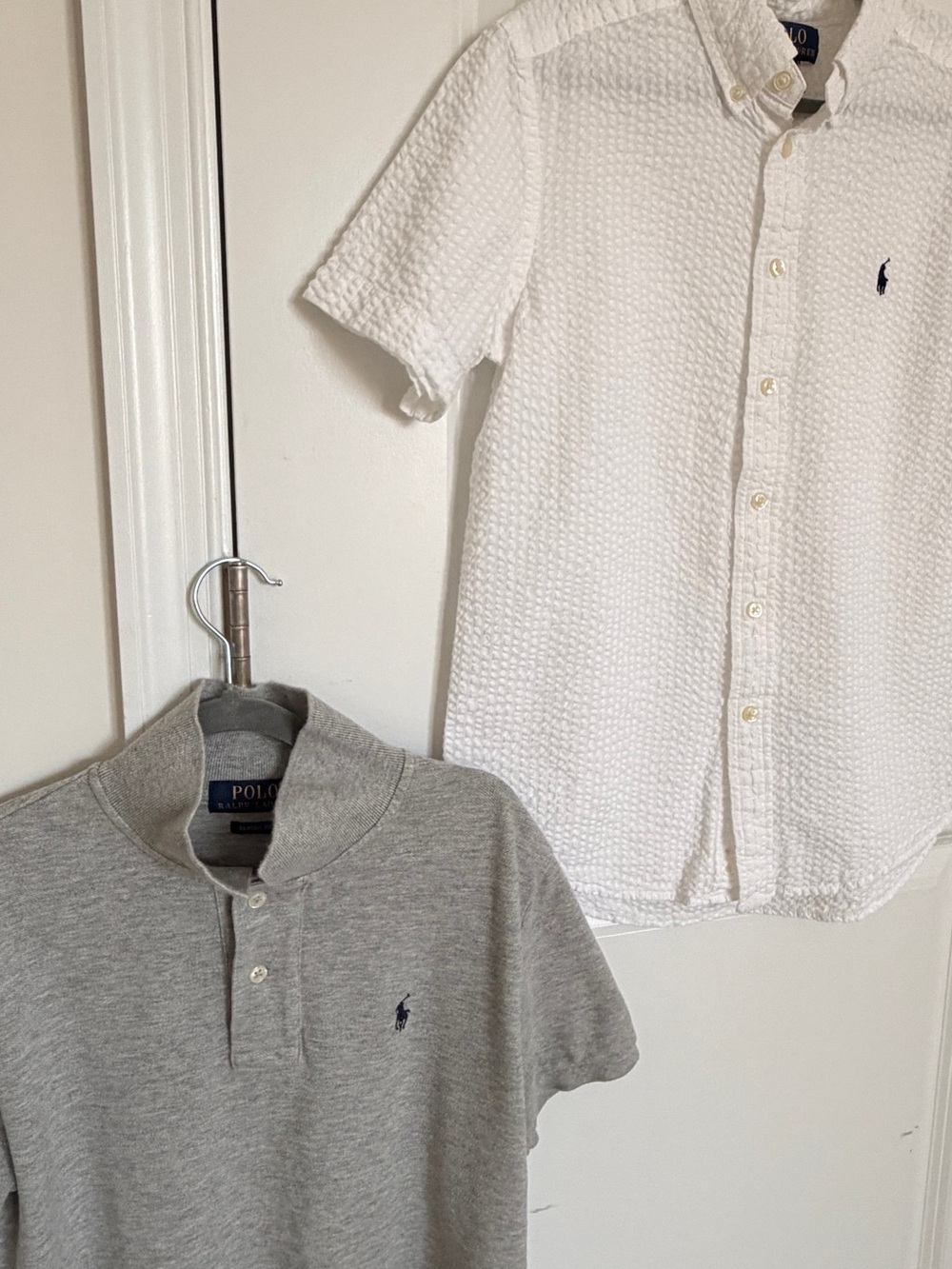 Polo by Ralph Lauren White Seersucker Short-Sleeve and Gray button shirt